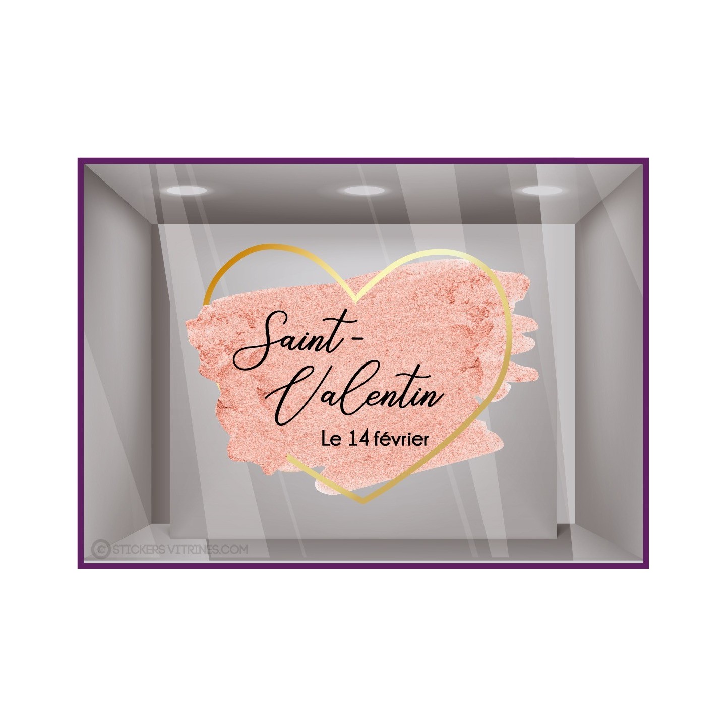 Sticker Coeur Paillettes Saint-Valentin autocollant lettrage adhesif magasin Calicot bijouterie beaute mode idée deco