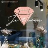 Sticker Je T'aime Diamant Saint-Valentin vitrophanie autocollant vitrine commerce bijouterie boutique