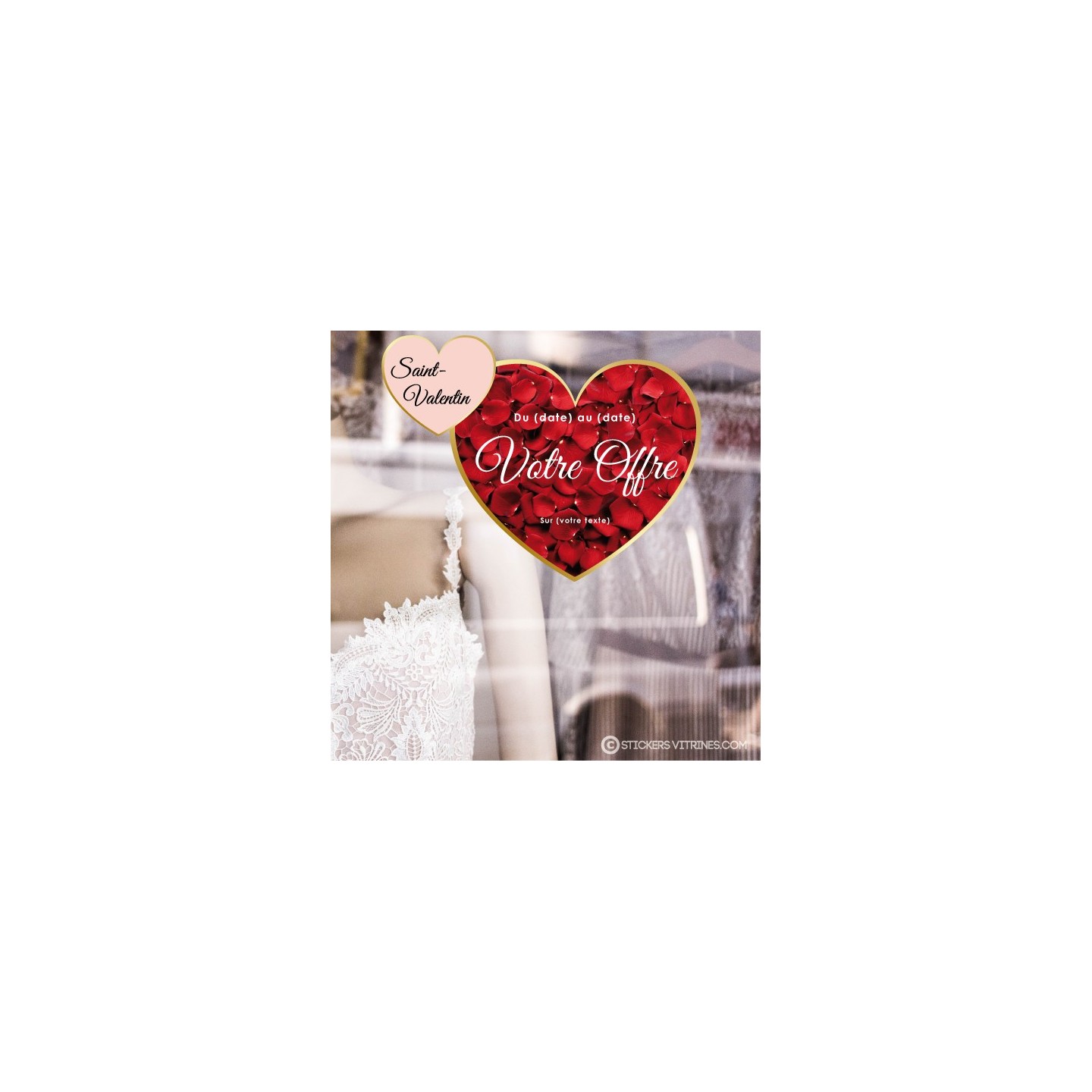 Sticker 2 Coeurs Enlacés Promotion à Personnaliser Saint Valentin fleuriste mode deco bijouterie calicot promo commerce