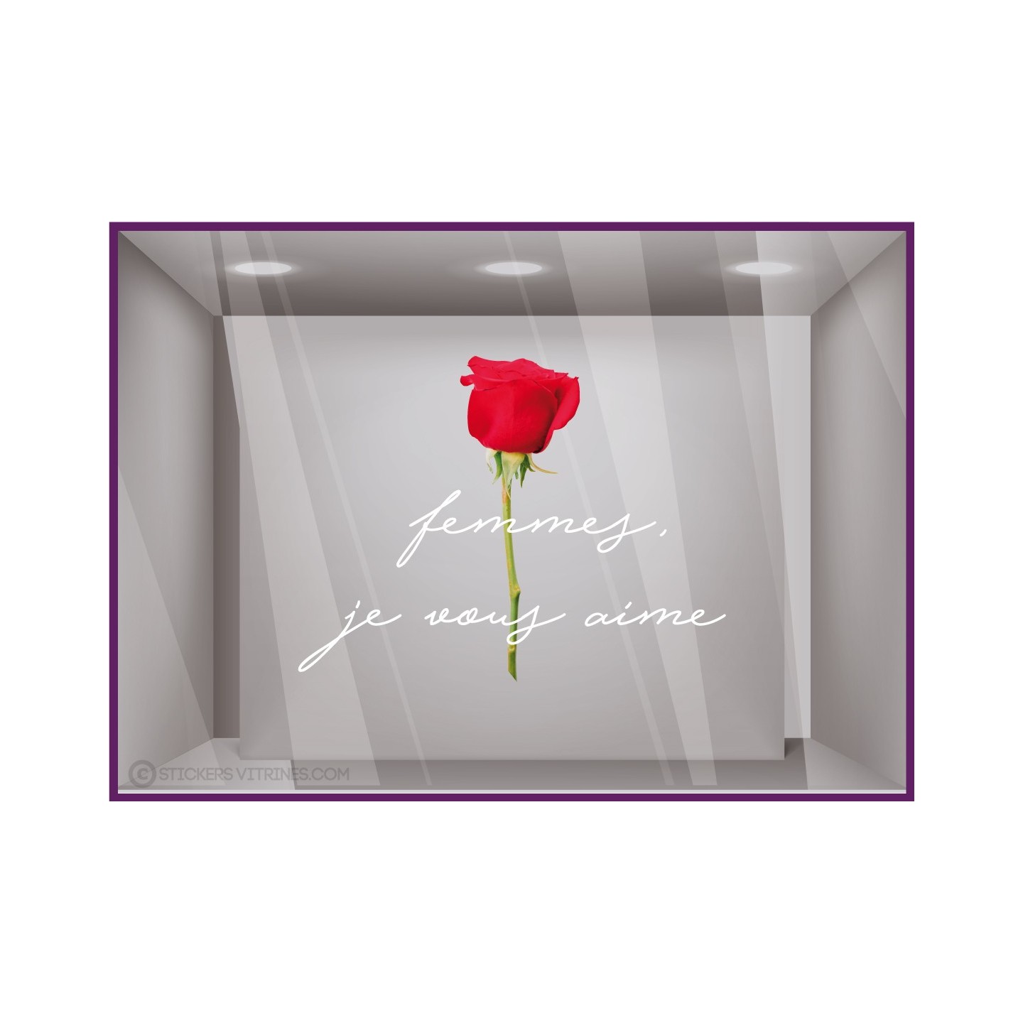 STICKER FEMMES JE VOUS AIME JOURNEE FLEURISTE ADHESIF AUTOCOLLANT FLEUR LETTRAGE ROSE