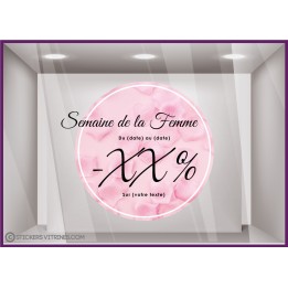 PROMOTION SEMAINE DE LA FEMME ADHESIF VITROPHANIE FLEURISTE JOURNEE MAGASIN OFFRE DEVANTURE 