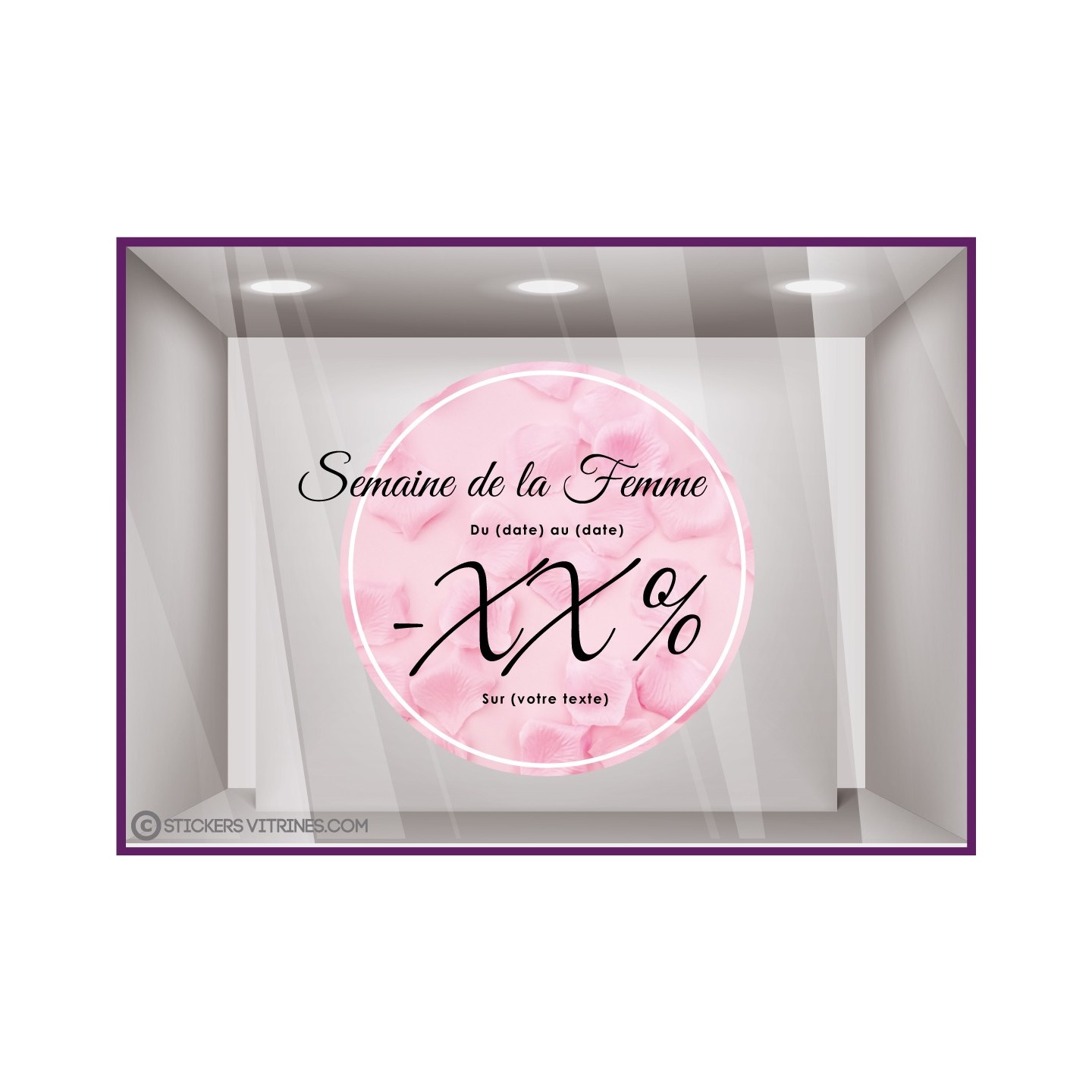 PROMOTION SEMAINE DE LA FEMME ADHESIF VITROPHANIE FLEURISTE JOURNEE MAGASIN OFFRE DEVANTURE 