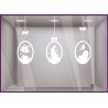 Kit de stickers Oeuf de Pâques Guirlande Fleuriste Chocolatier Boulangerie Lapin Cloches Noeuds