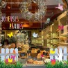 Sticker vitrine calicot vitrophanie adhésif décoration Pâques oeufs barrières chocolats lapin boulangerie patisserie epicerie