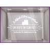 Sticker on reste en contact magasin boutique mode decoration vitrophanie covid adhesive autocollant devanture