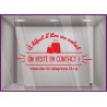 Sticker on reste en contact magasin boutique mode decoration vitrophanie covid adhesive autocollant devanture