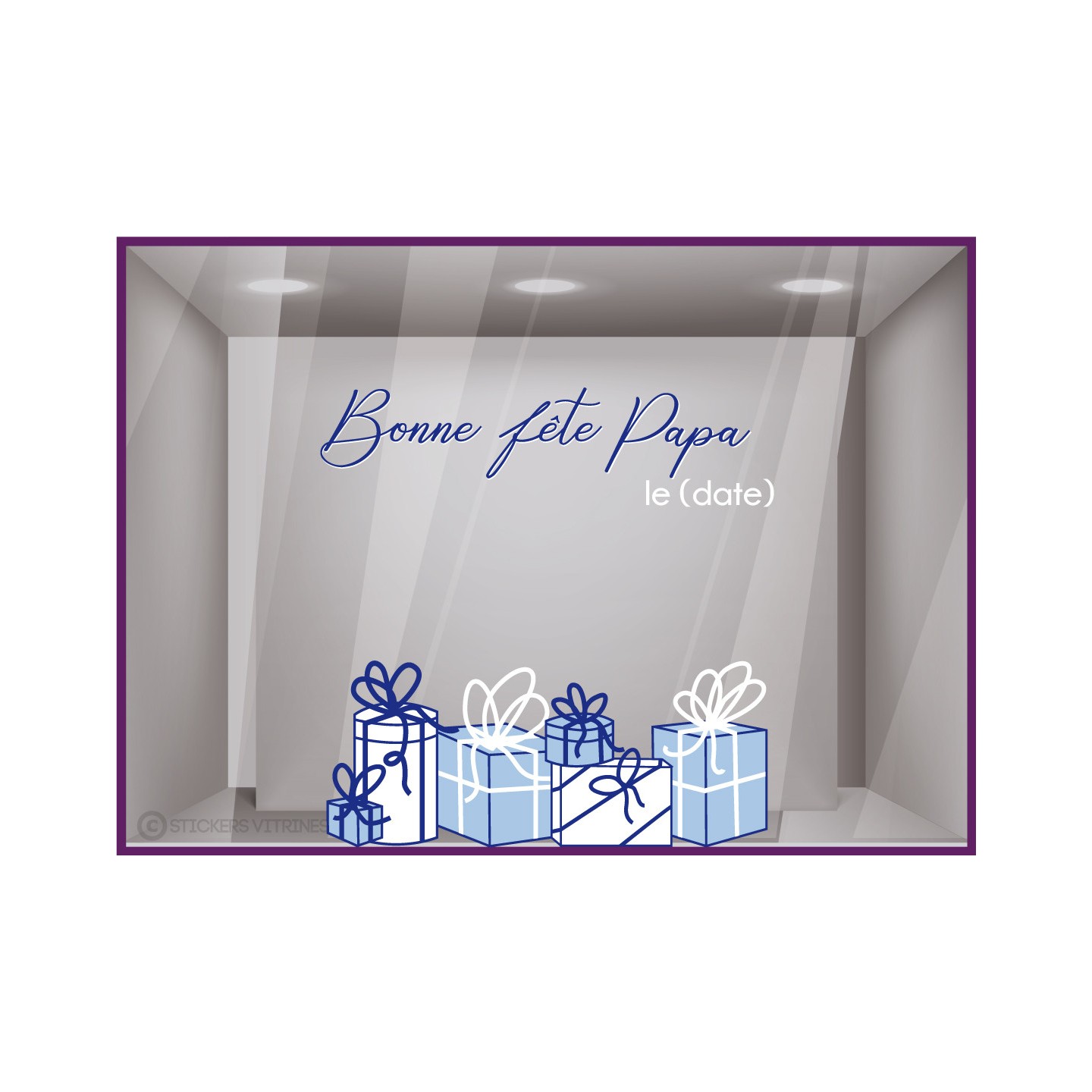 ADHESIF-VITRINE-FETE DES PERES-CADEAU-COMMERCE-DECORATION-BOUTIQUE-DEVANTURE-FABRICANT