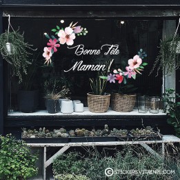Autocollant-calicot-Fête des mères-fleuriste-commerce-boutique-vitrine