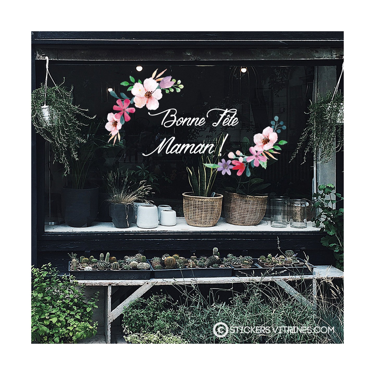 Autocollant-calicot-Fête des mères-fleuriste-commerce-boutique-vitrine