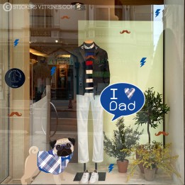 STICKER-FETE DES PERES-BOULEDOGUE-CALICOT-BOUTIQUE-MODE-DEVANTURE
