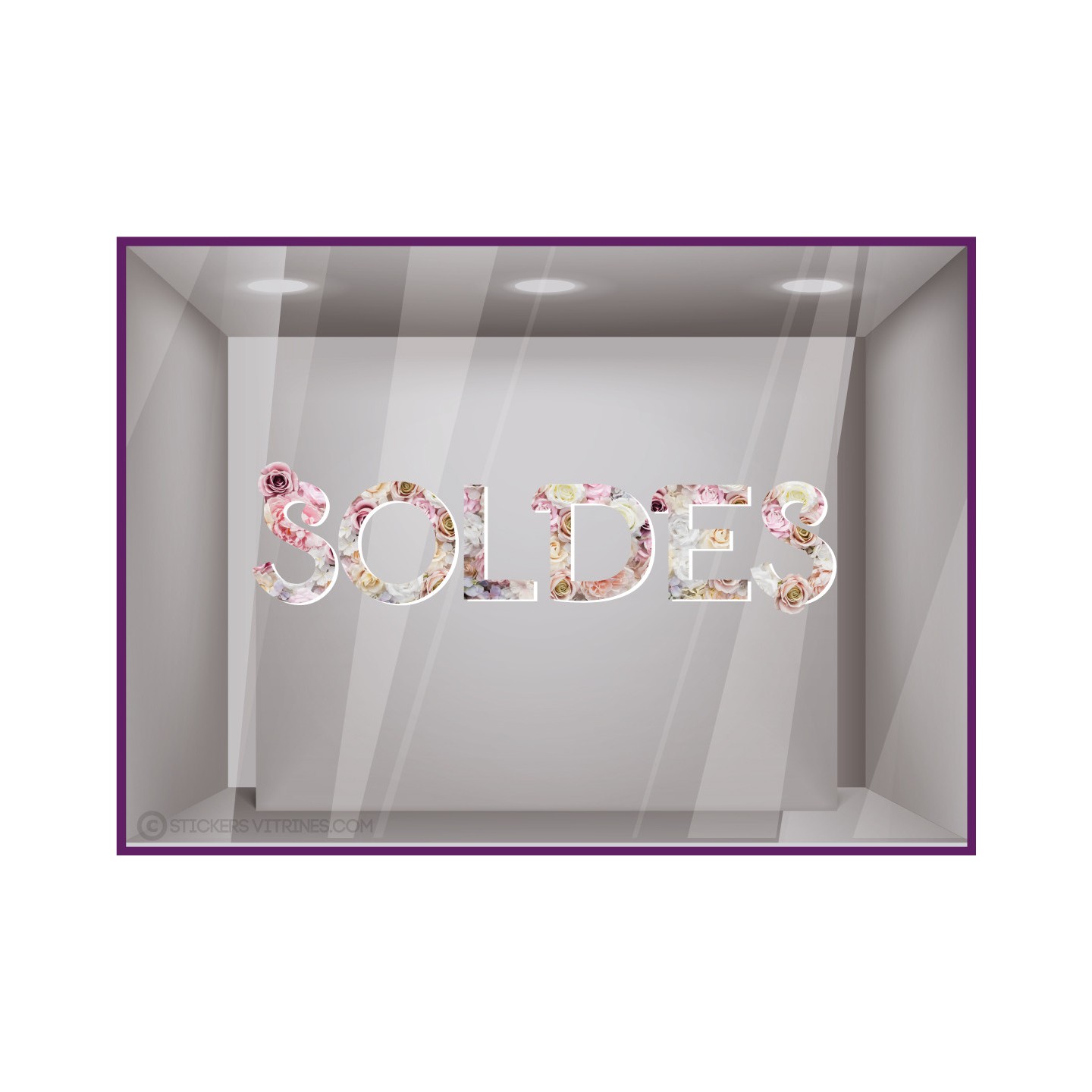 Lettres autocollantes-Soldes-Braderie-Ete-Promotion-Boutique-Adhesif-Vitrine-idee deco-fleur-magasin