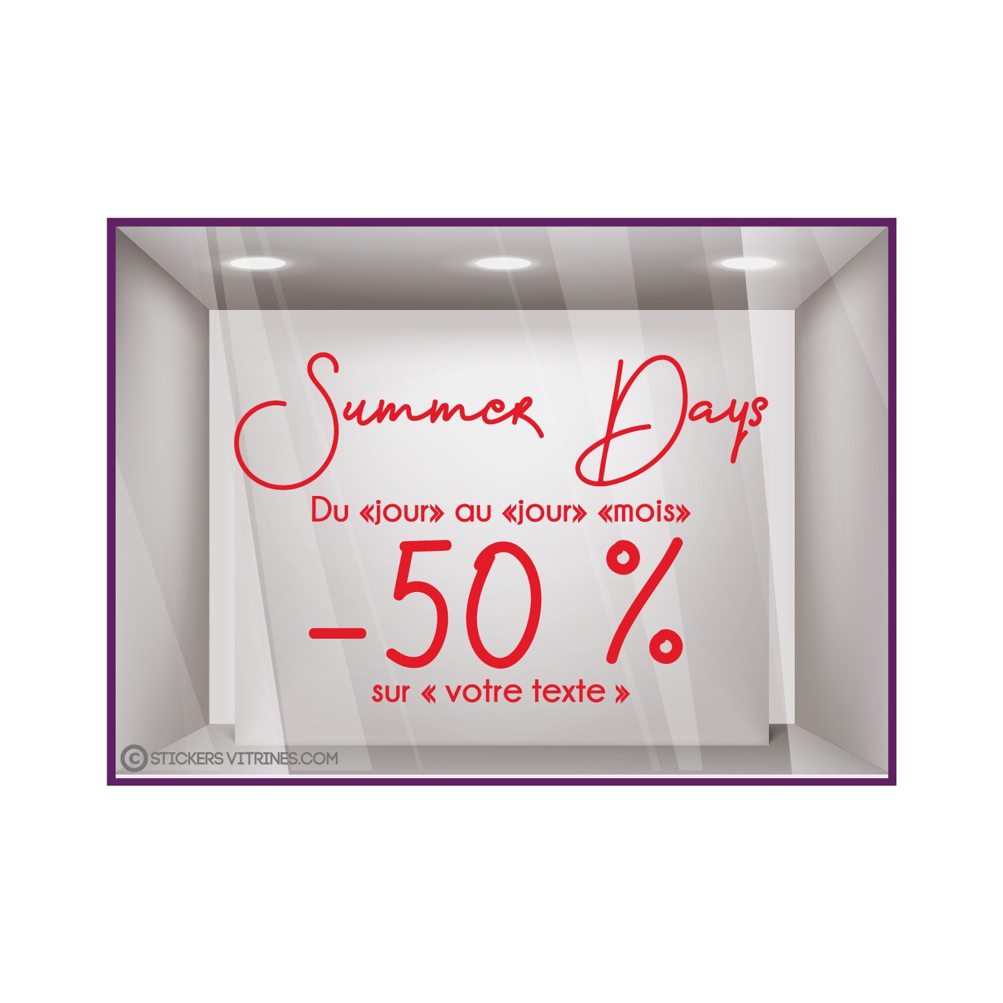 LETTRAGE ADHESIF-VITROPHANIE-VENTES-PRIVEES-ETE-OFFRE-DEVANTURE-COMMERCE