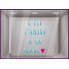 Vitrophanie-Plage-Lettrage adhesif-Vitrine-Commerce-Bar-C est l amour a la plage-Autocollant