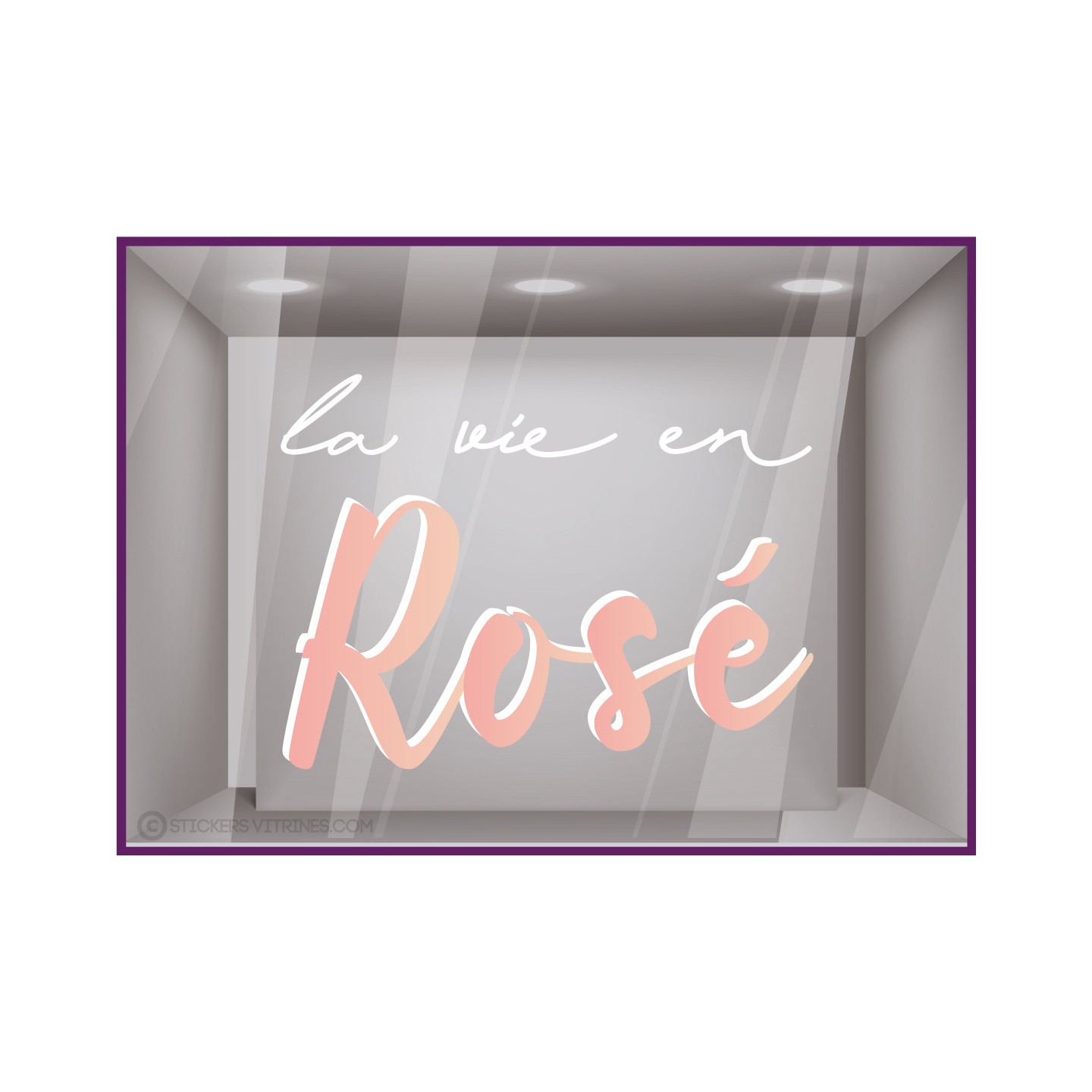 Vin-Bistro-Signaletique-Commerce-La vie en Rose-Vitrophanie-Lettrage adhesif-Devanture-Cave a vin-Bar-Calicot-Sticker