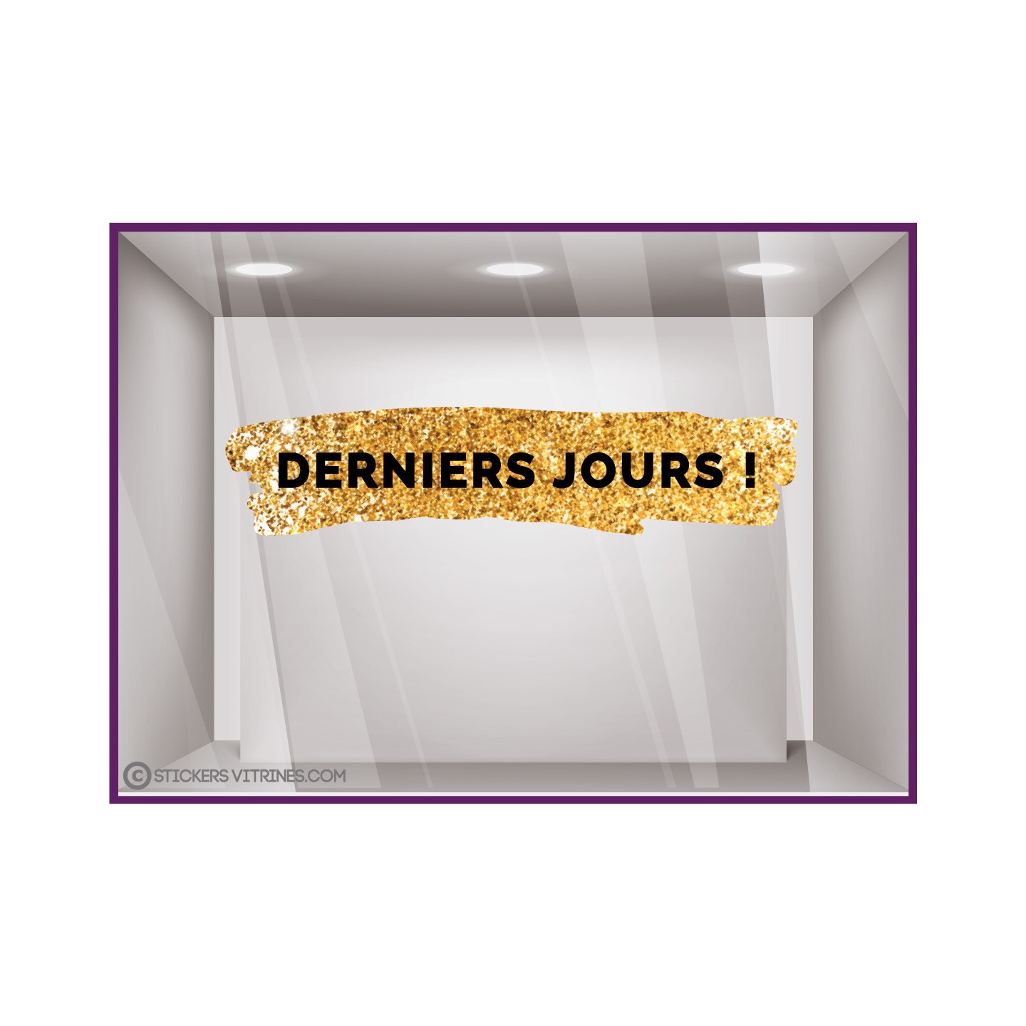 Sticker Bandeau Ventes privees paillete or devanture vitrine soldes promotions calicot lettrage autocollant adhesif mode magasin