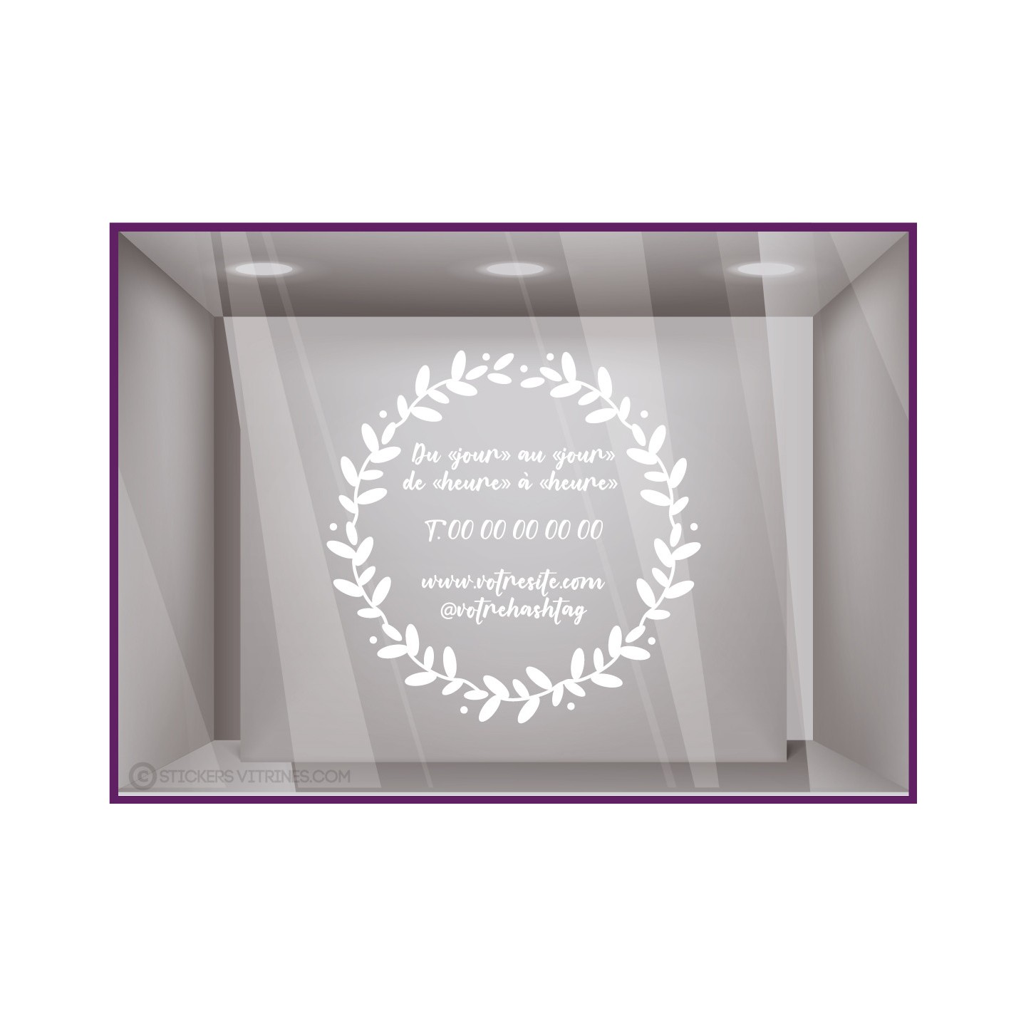 Sticker-Couronne-horaires a personnaliser-bistro-devanture-vitrine-fleuriste-lettrage-boutique-fleur