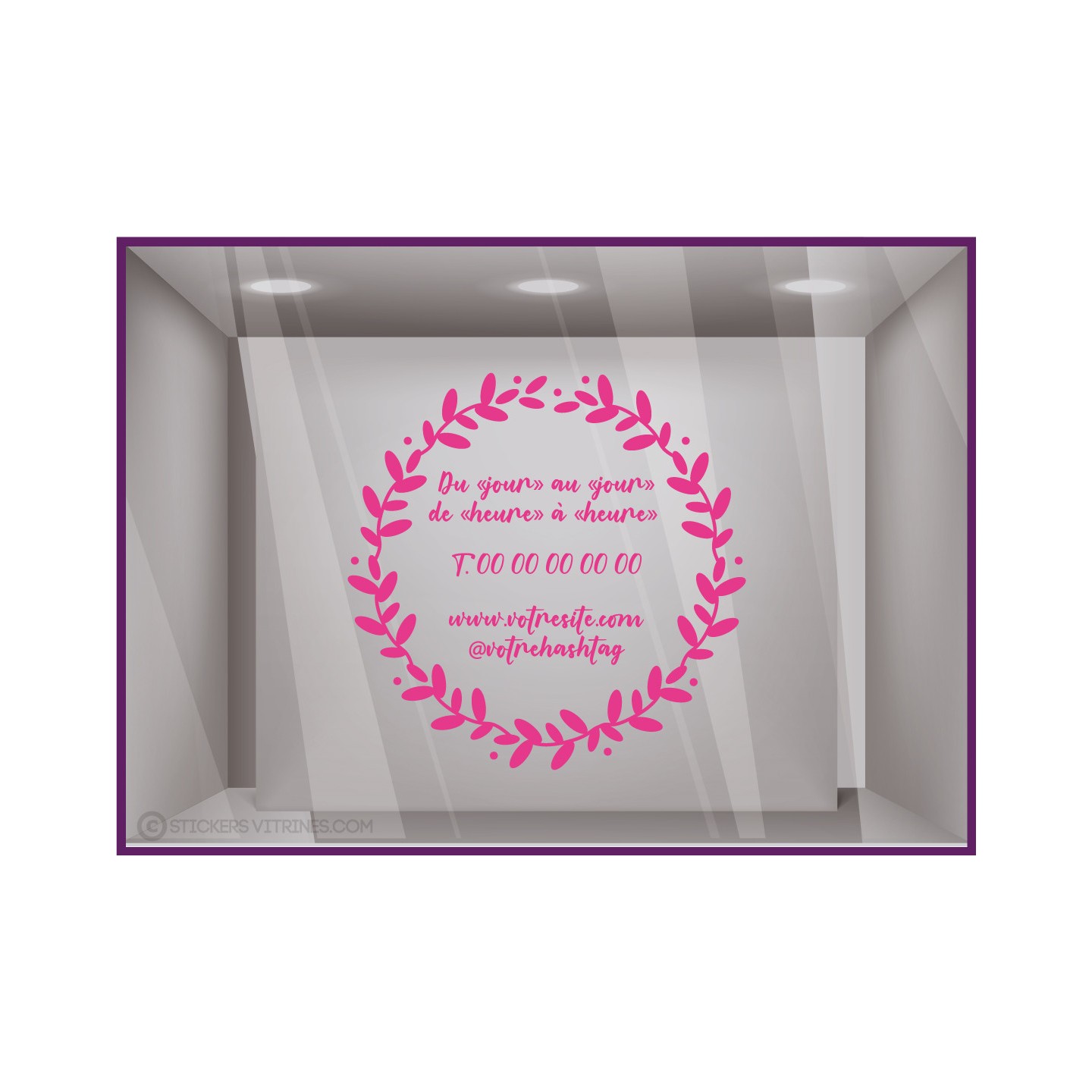 Sticker-Couronne-horaires a personnaliser-bistro-devanture-vitrine-fleuriste-lettrage-boutique-fleur