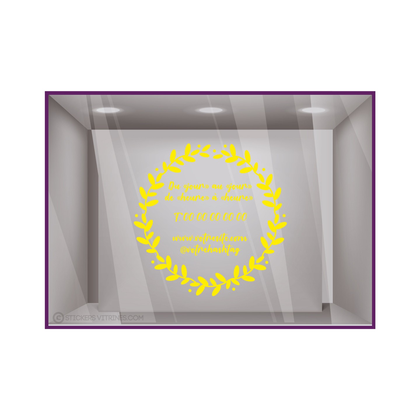 Sticker-Couronne-horaires a personnaliser-bistro-devanture-vitrine-fleuriste-lettrage-boutique-fleur