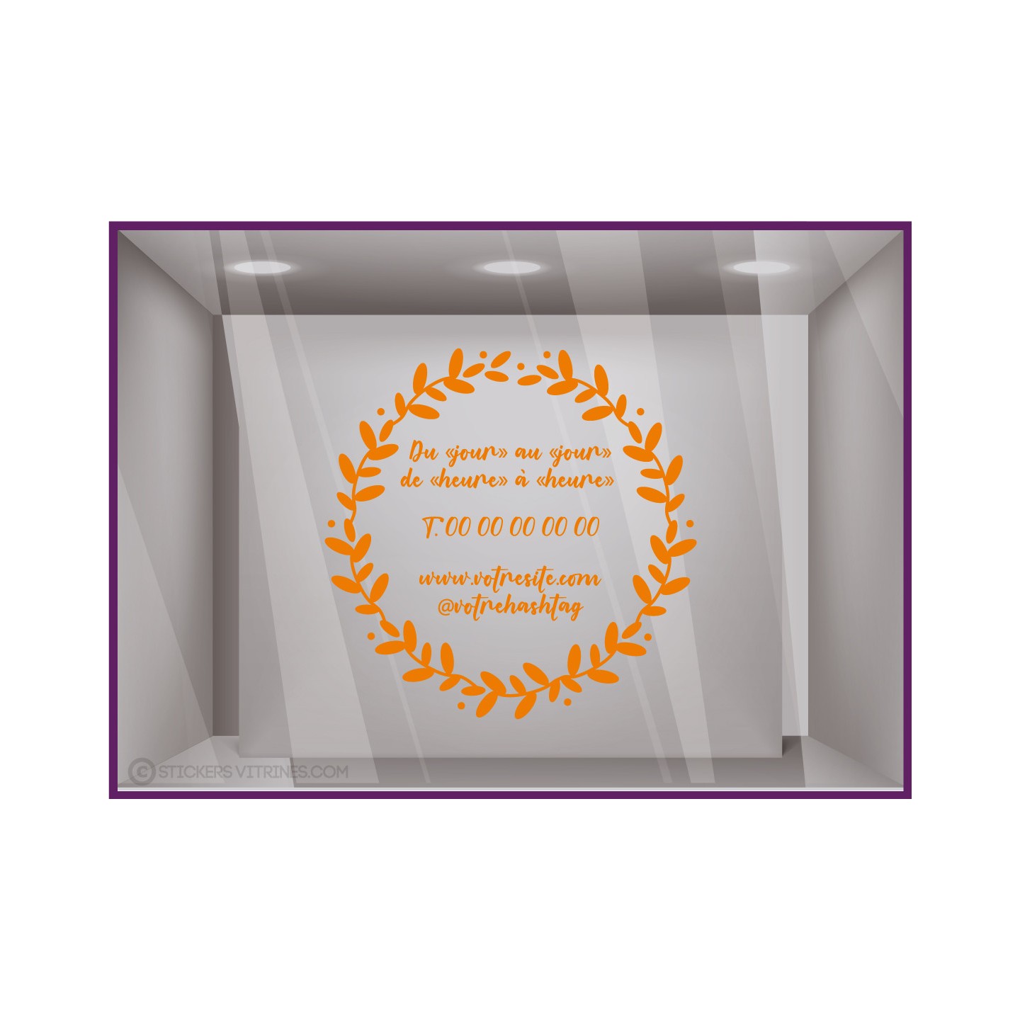 Sticker-Couronne-horaires a personnaliser-bistro-devanture-vitrine-fleuriste-lettrage-boutique-fleur
