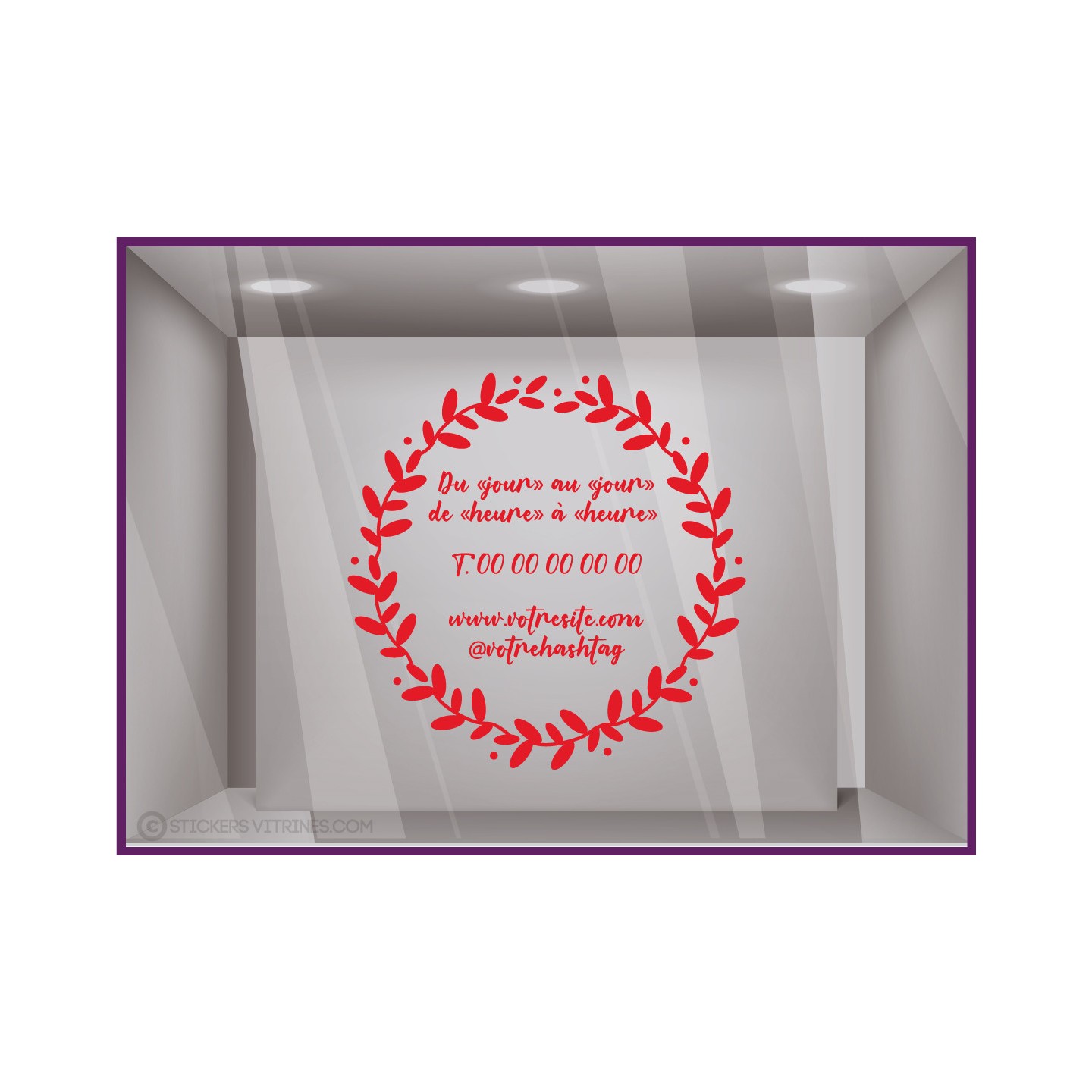 Sticker-Couronne-horaires a personnaliser-bistro-devanture-vitrine-fleuriste-lettrage-boutique-fleur