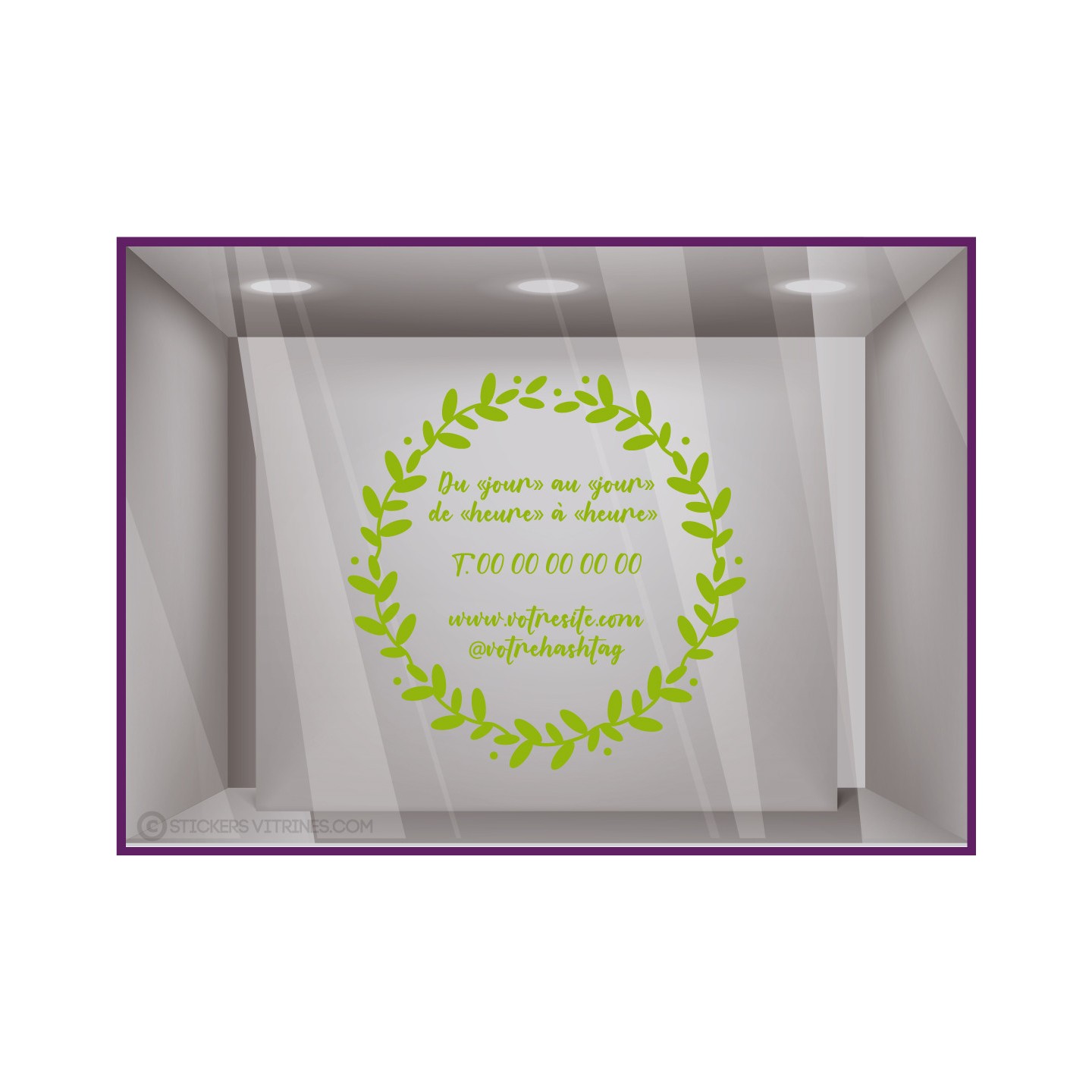 Sticker-Couronne-horaires a personnaliser-bistro-devanture-vitrine-fleuriste-lettrage-boutique-fleur