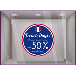 AUTOCOLLANT-FRENCH DAYS-PROMOTIONS-ADHESIF-VITRES-DEVANTURE-BOUTIQUE-MODE-CALICOT-IMPRIMEUR