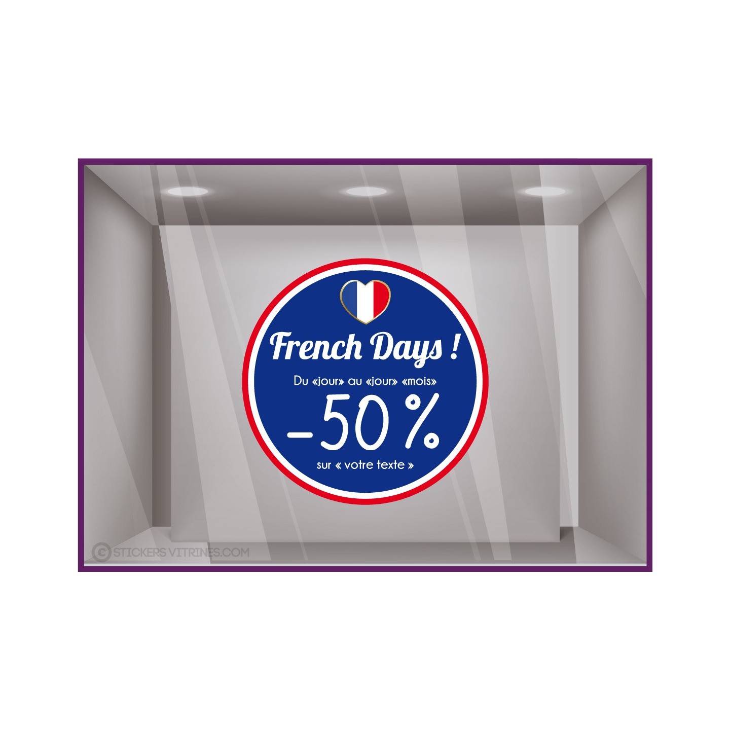 AUTOCOLLANT-FRENCH DAYS-PROMOTIONS-ADHESIF-VITRES-DEVANTURE-BOUTIQUE-MODE-CALICOT-IMPRIMEUR