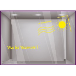 Kit de Stickers Carte Postale Vive les Vacances été calicot vitrine adhésif autocollant magasin mode agence voyage papeterie