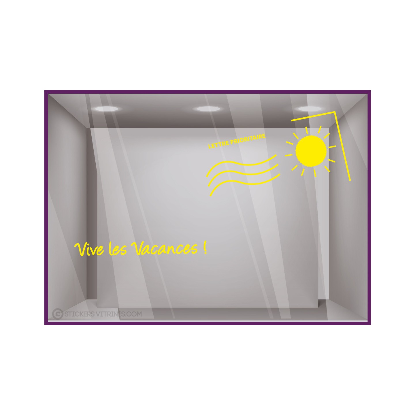 Kit de Stickers Carte Postale Vive les Vacances été calicot vitrine adhésif autocollant magasin mode agence voyage papeterie