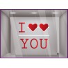 Sticker I Love You Lunettes Coeur vitrine commerce boutique magasin opticien lunetterie love rouge calicot adhesif autocollant 