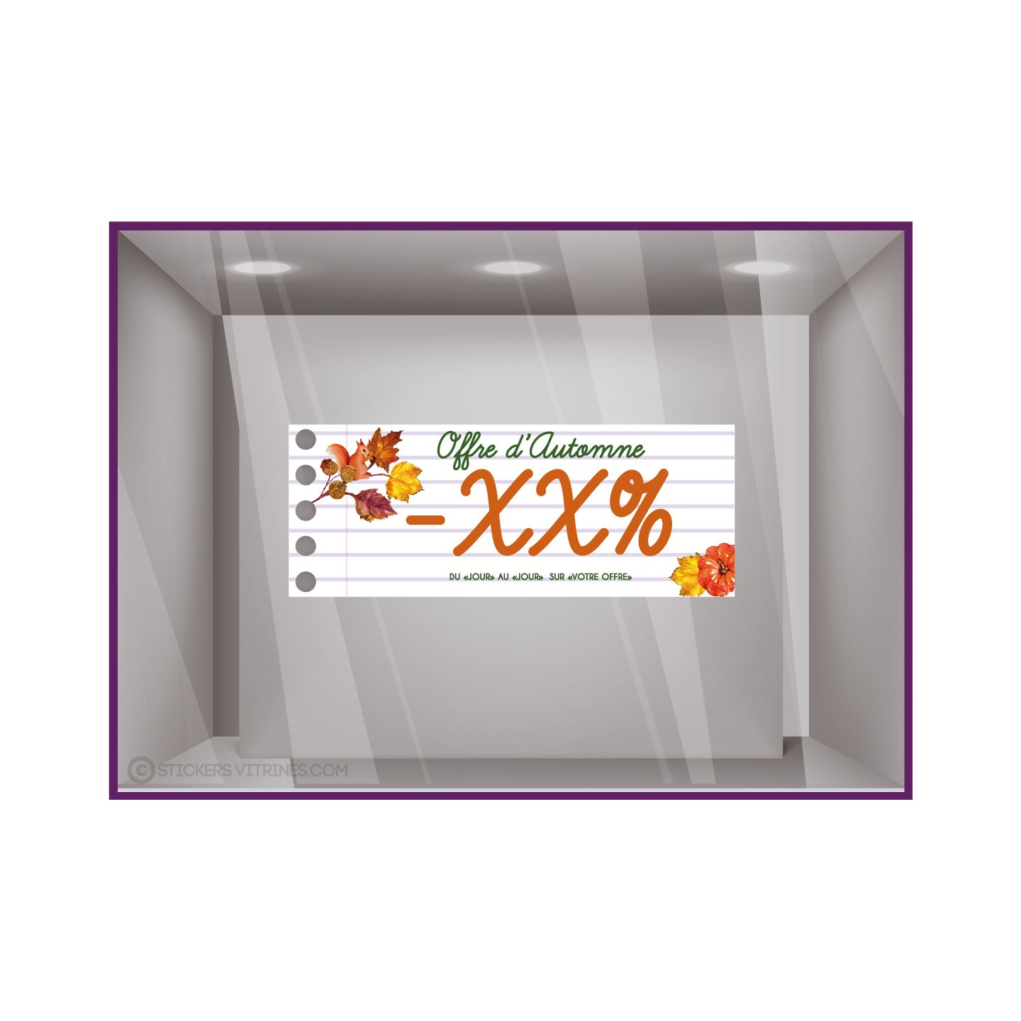 Offre Automne Bandeau Cahier Sticker Autocollant Adhésif Promotion Decoration Boutique Magasin