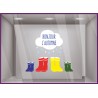 Botte Bonjour Automne Pluie Nuage Rentree des classes Vitrophanie Autocollant Geant Decoration Adhésif Boutique Magasin
