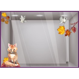 Renard Feuille Oiseau Automne Sticker Autocollant Adhésif Decoration Boutique Magasin