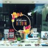 Sticker couronne animaux d'automne vitres boutique adhesif decoration ecureuil lapin lettrage mode 