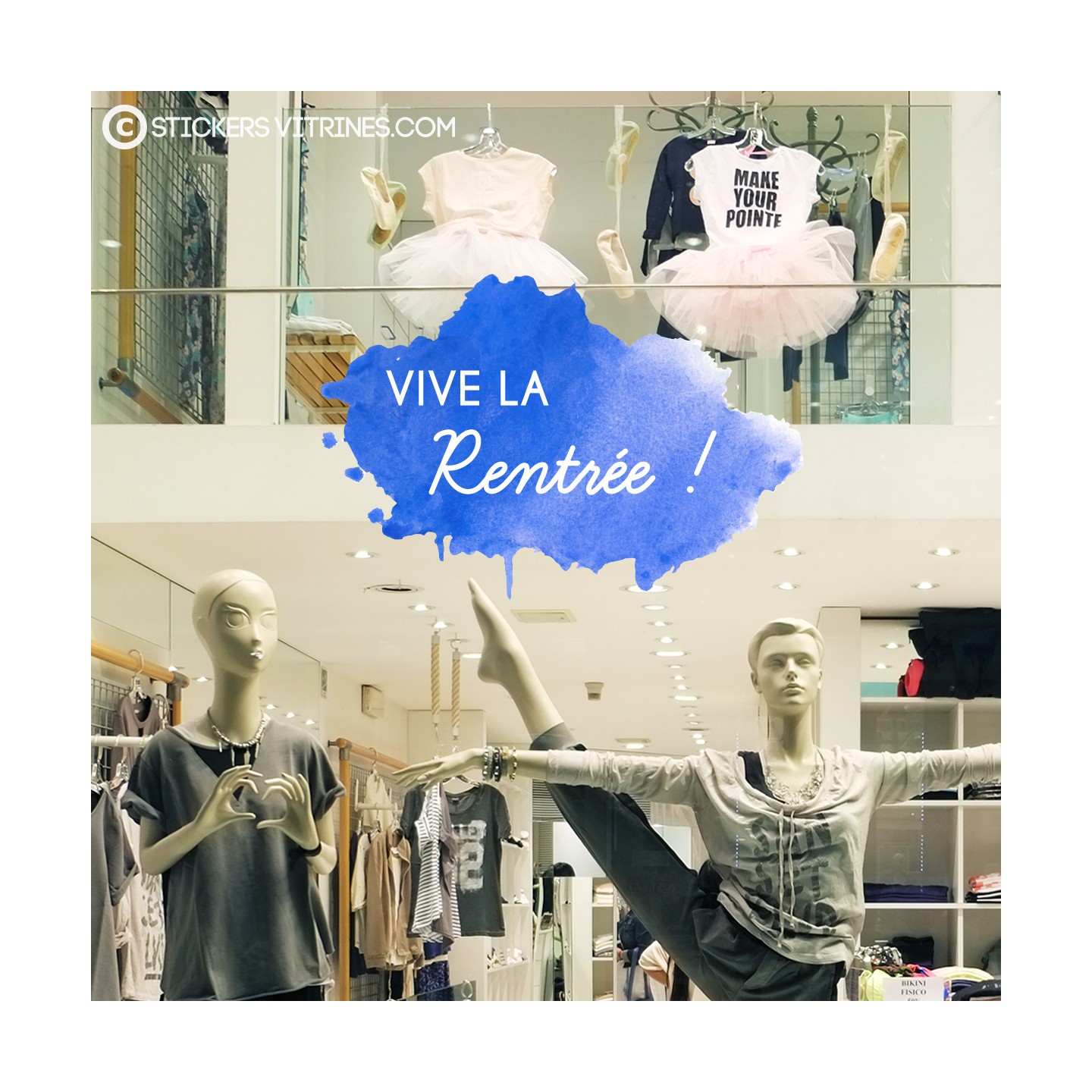 Vive La Rentree Tache Encre Autocollant Rentree Magasin Boutique Decoration Vitrophanie