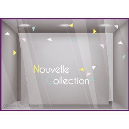Kit de Stickers Nouvelle Collection Triangles vitrine calicot devanture lettrage adhesif vitre mode bijouterie