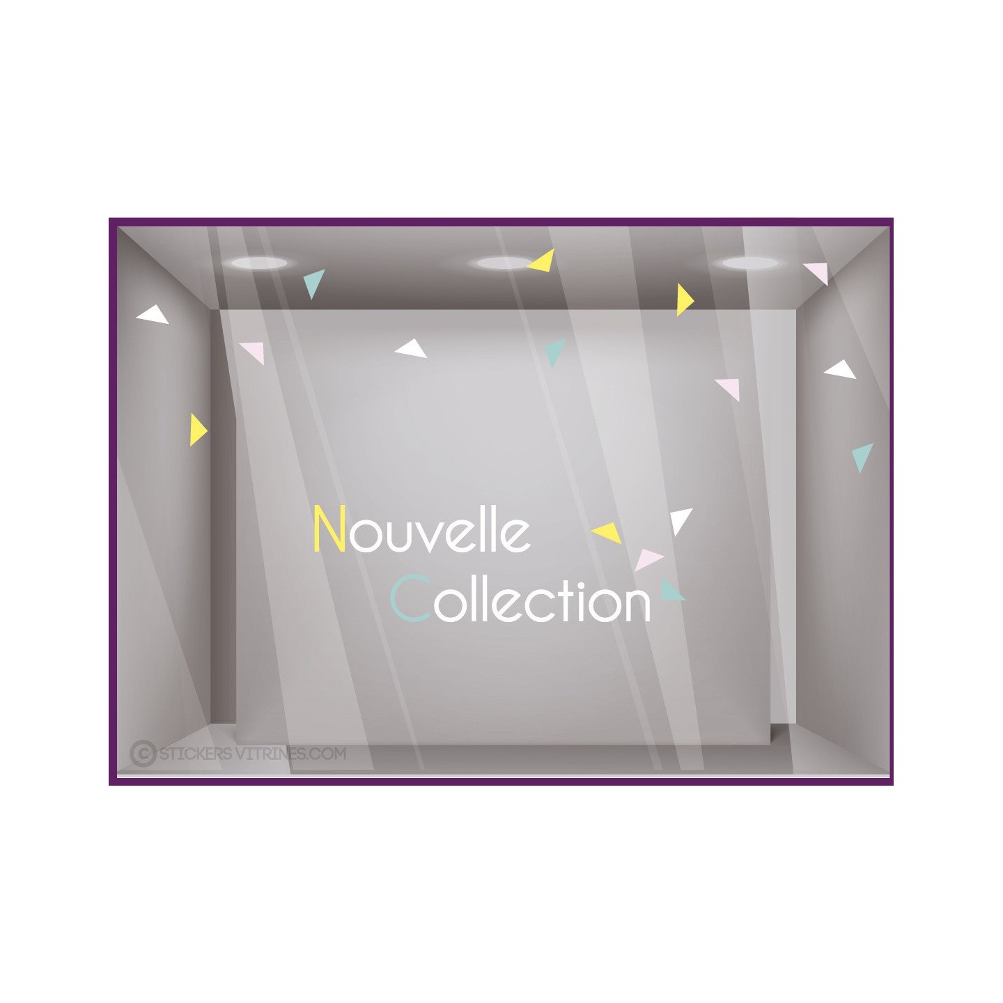 Kit de Stickers Nouvelle Collection Triangles vitrine calicot devanture lettrage adhesif vitre mode bijouterie