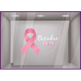 Sticker Coeur Octobre Rose Ruban Sticker Autocollant Géant Boutique Pharmacie