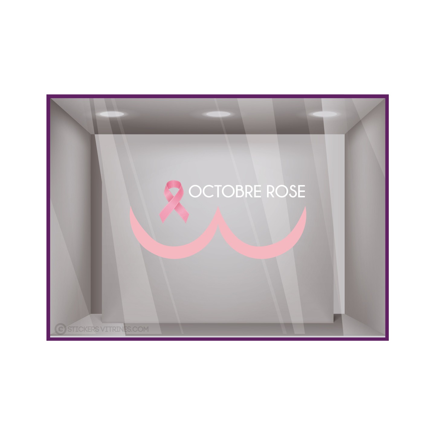 Sticker Seins Octobre Rose Devanture Commerce Cabinet Médical Vitrophanie Adhésive