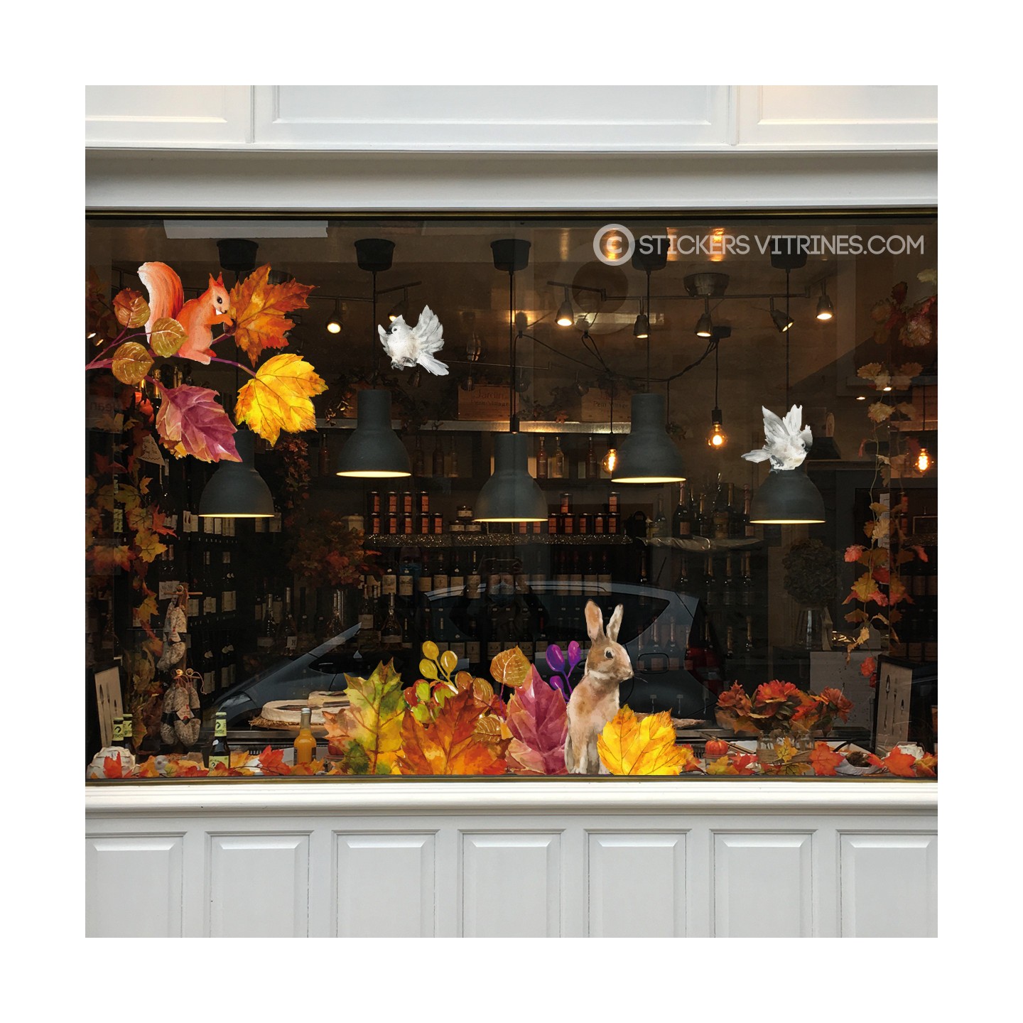 Kit de stickers animaux d'Automne lapin ecureuil magasin idee deco autocollant 