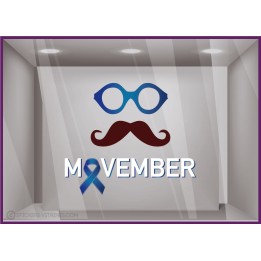 Movember Lunettes Moustache Opticien Optique  Pharmacie Sticker Autocollant Adhesif Decoration Boutique Magasin
