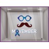 Movember Lunettes Moustache Opticien Optique  Pharmacie Sticker Autocollant Adhesif Decoration Boutique Magasin