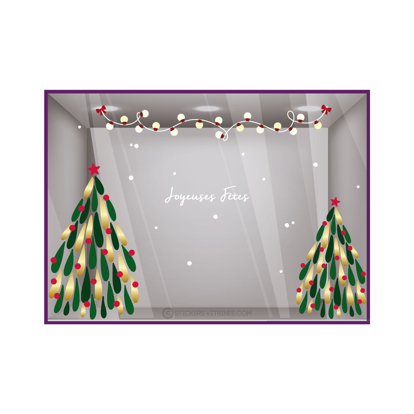 KIT DE STICKERS NOEL IDEE DECORATION TENDANCE FLOCONS VITRINE MAGASIN CALICOT JOYEUSES FETES MODE