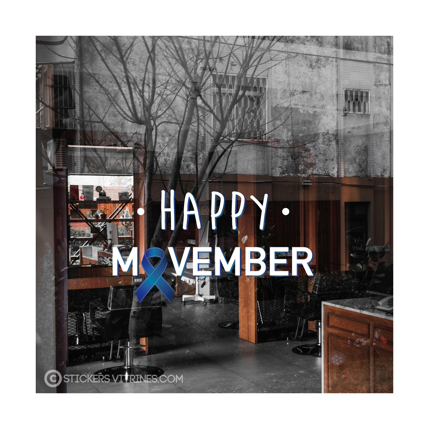 Happy Movember Ruban Autocollant Adhésif Decoration Boutique Magasin Sticker Lettrage Pharmacie