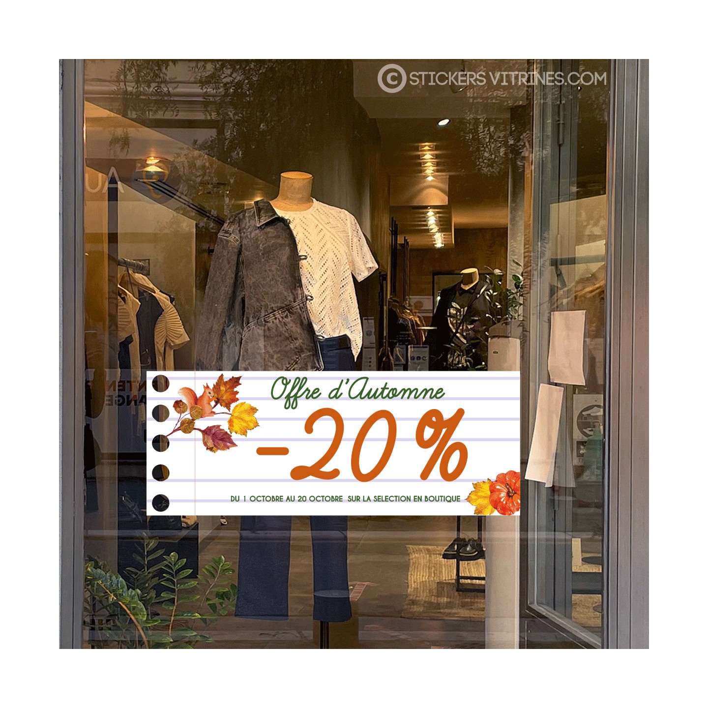 Offre Automne Bandeau Cahier Sticker Autocollant Adhésif Promotion Decoration Boutique Magasin