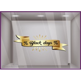 Sticker ruban black days or promotion  enseigne vitrophanie devanture vitrine friday destockage commerce calicot