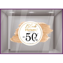 Sticker autocollant geant rond cuivre Black friday reduction pourcentage  devanture boutique 