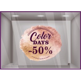 Stickers Color Days cuivre reduction promotion enseigne vitrophanie devanture vitrine black friday destockage calicot  magasin