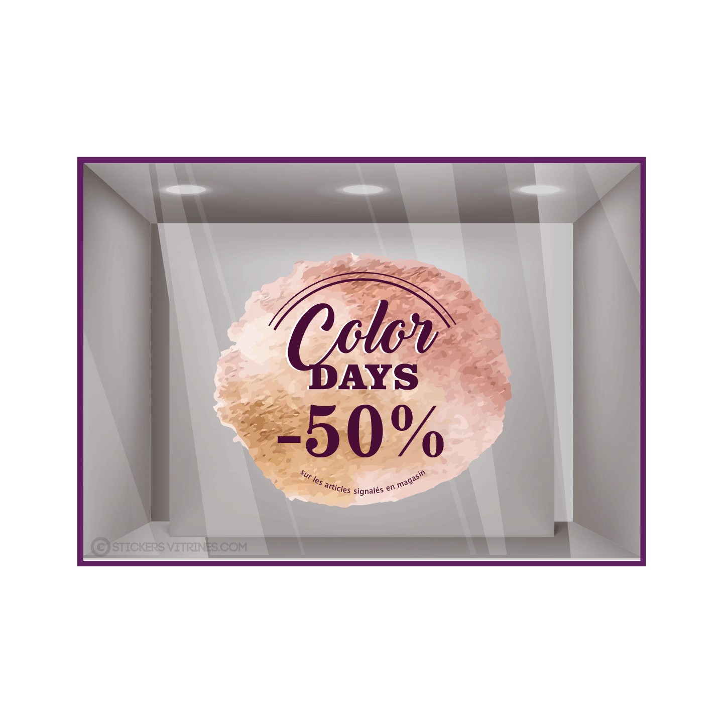 Stickers Color Days cuivre reduction promotion enseigne vitrophanie devanture vitrine black friday destockage calicot  magasin