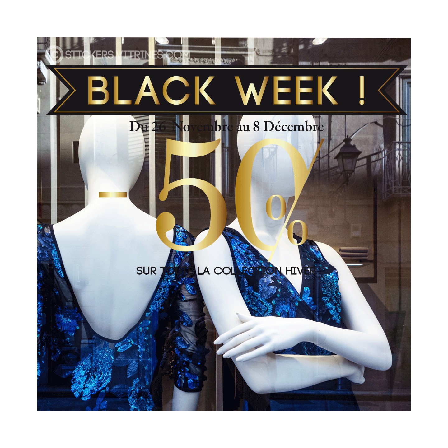 Stickers Black Friday Pourcentage vitrine magasin destockage promotion vitrophanie